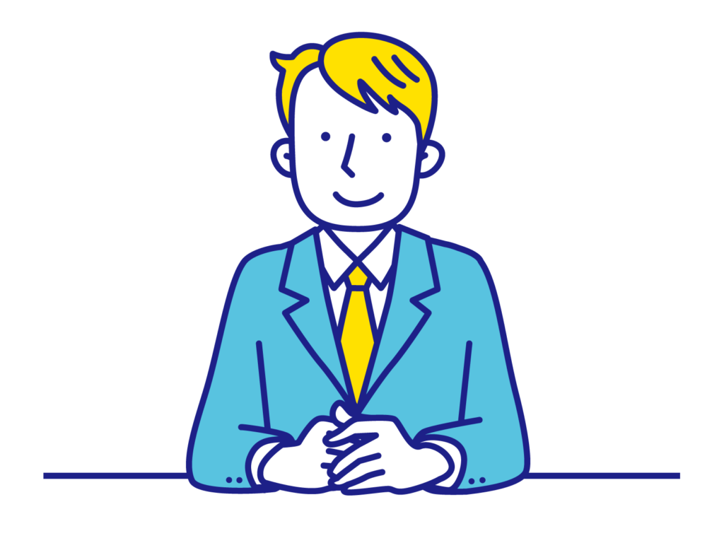 微笑んで座っている男性のイラスト